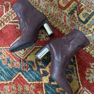 Zara faux leather wine red boots US7.5